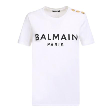 Balmain, T-Shirts Wit, Dames, Maat:L