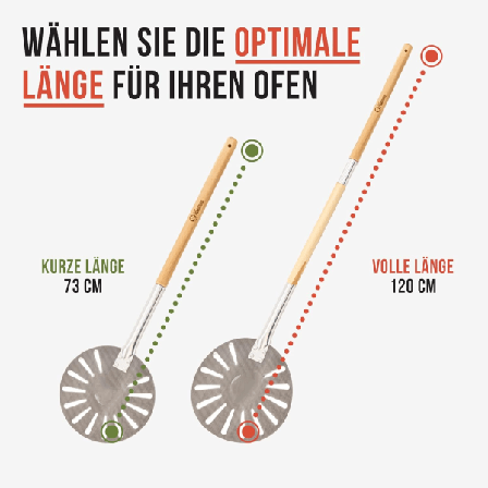 Pizzaskal - Pizzaskyffel - Pizzaspade i metall - Pizzaskal i aluminium med trähandtag (120 cm lång) - Pizzaskal för pizzasten - Pizzaskyffel