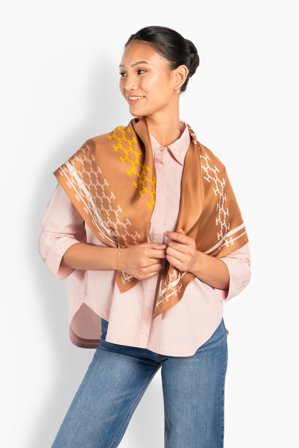 Hést Isadora Silk Scarf Large Dame - Mocha Mousse