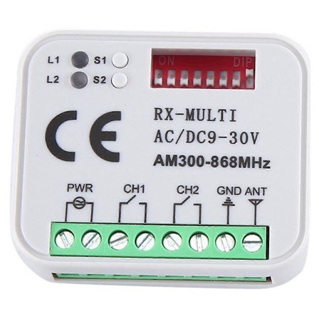 Universal RX Multifrekvens 300-868MHz Modtager 2CH 12V 24V Relæmodul Garageport Fjernbetjening