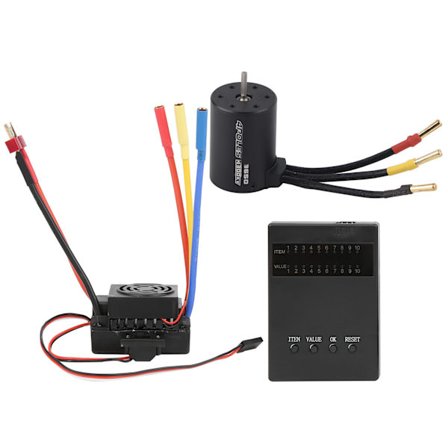 3650 Børsteløs Motor 4300KV+60A Børsteløs ESC T Stik Programmeringskort Sæt til 1//10 RC Bil