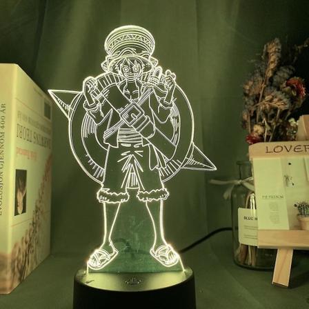 Luffy One Piece Kids Sovrum Anime Nightlight Bordslampa 3d Led Night Light