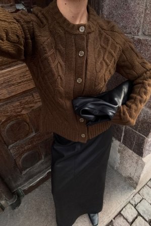 NA-KD Cardigan en maille torsadée - Gilets - Brun - XL