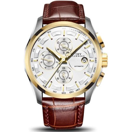 Schweizisk klocka herr komplex funktion analog automatisk mekanisk klocka rostfritt stål lysande klocka