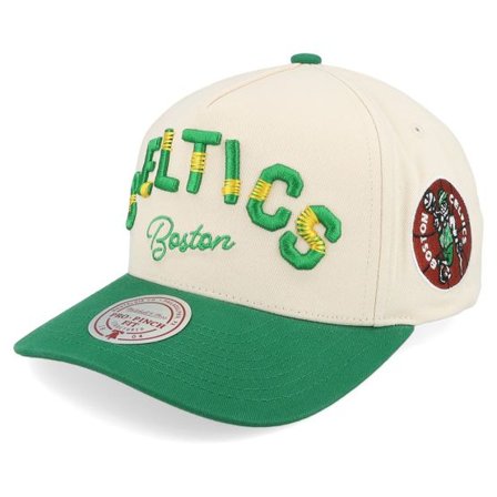 Mitchell & Ness - NBA Vit adjustable Keps - Boston Celtics Staggered Zag Pro Boston Celtics Off White @ Hatstore