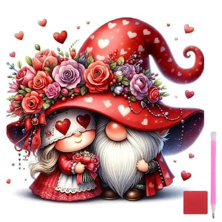 Alla hjärtans dag Diamantkonstmålningssatser för vuxna, Alla hjärtans dag Tomte Diamantmålningssatser för nybörjare, Full Drill Diamantprickar, 