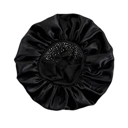 Hiusmyssy Kimaltelevat helmet ja strassikivi satiinimyssy Leveä nauha NukkumismyssySatiini Venytys Yöhoito Leveälierinen