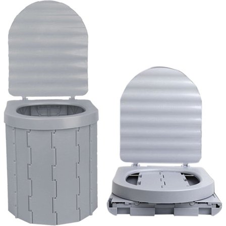 Bærbart toilet, sammenklappeligt campingtoilet med låg, biltoilet, udendørs toilet, rejsepotte, holder op til 150 kg til vandreture