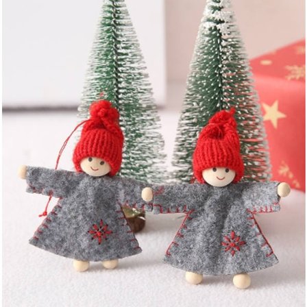 Juletrær i ullfilt, anheng for gutter og jenter, små dukkepynt til jul