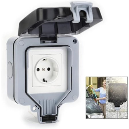 Vattentät utomhusvägguttag, Ip66 vattentät utomhusuttag för kök, badrum, garage, pool och trädgård