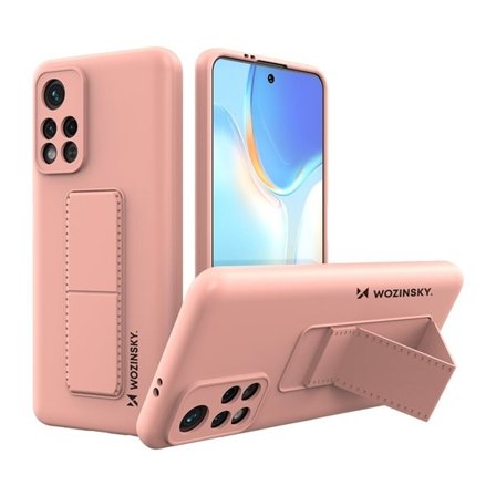 Wozinsky Kickstand Case silikon etui med stativ Xiaomi Poco M4 Pro 5G rosa