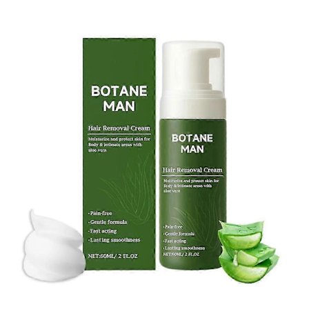 1-3X Botane Man Aloe Vera Karvanpoistovoide nopeaan karvanpoistoon kasvoille ja vartalolle, herkälle iholle
