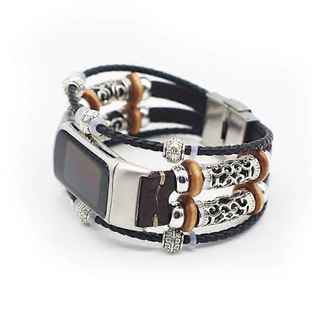 Trendig Design Dekoration Läder Flätat Klockarmband Ersättning Kompatibel För Fitbit Charge 5