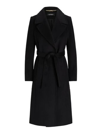 Belted Wool-Blend Wrap Coat Black Lauren Ralph Lauren