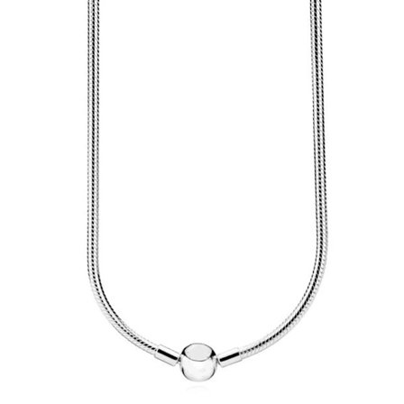 Original Moments Hummerslås Kul Slät Ormkedja Halsband för 925 Sterling Silver Pärlberlock Europa DIY Smycken
