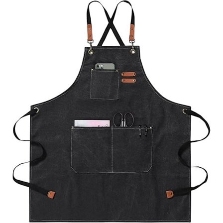 Køkkenforklæde til mænd og kvinder - BBQ Grillning Bagning Madlavning Unisex Sort Håndlavet Justerbar