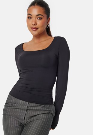 ONLY Onlea L/S 2-WAY DEEP NECK TOP Black Klær