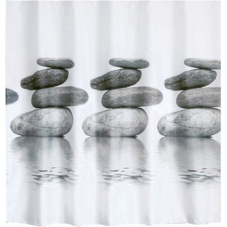 Vattentät och mögelbeständig duschdraperi med krokar Grå sten P