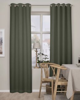 Rengasverho Brooklyn yksivärinen 2 kpl Tummanvihreä