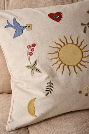 Jotex - Brodert Putetrekk 50x50 Cm Multi/naturvit - HAPPY - Kjøp Pynteputer & trekk hos Jotex