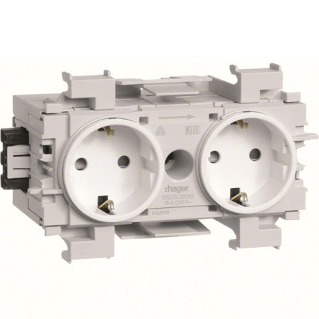 Hager GS20019016 Uttak 2-veis, jordet, Strømbrytere & vegguttak