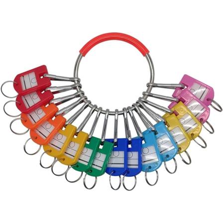 Kannettava metallirenkaan avaimenjärjestäjä 16 jousihaalla Avaintunnisteet renkaalla ja tarraikkunalla