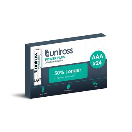 UNIROSS Batteri - Pakke med 24 stk AAA/LR03 Alkali, ne POWER PLUS