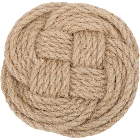 Gryteunderlag i jute, sklisikker, vevd, moderne, tykk varmeisolasjon, brune underlag for kopp, tallerken, panne, spisestue, kjøkken (brun, rund)