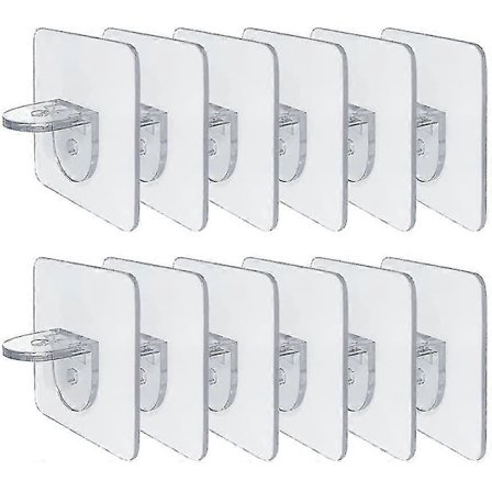 En pakke med 12 hyldeknægte, selvklæbende hyldeknægte til hylder, garderobe, glashylder, hyldeopbevaringsstativ