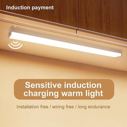 Trådløs LED PIR bevegelsessensor lysstripe skap klesskap lampe USB oppladbar gult lys