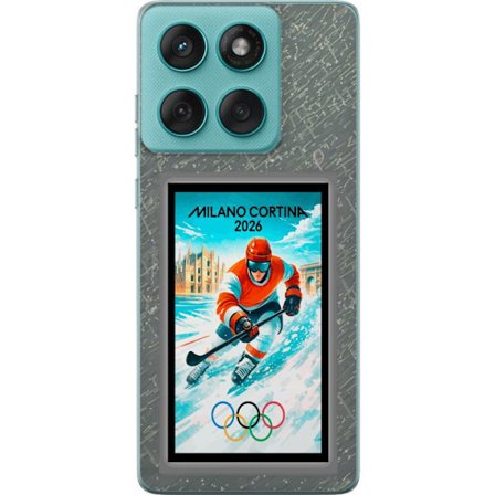 Kompatibel Mobilcover til Motorola Edge 60 Fusion Curling illustration med spillere og sten på isen, Milano Cortina 2026, snedækkede stænk og olympisk