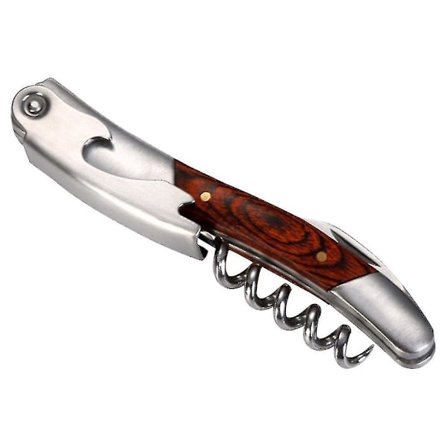 Laguiole-stil vinåbner i rustfrit stål, tjenerproptrækker, flaskeåbner, rød træ, julekøkkenudstyr, værktøj | Åbnere (træ)