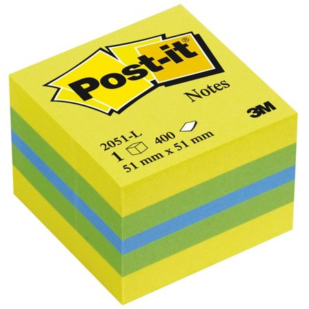 POST-IT Sticky-notislappar, minikub, 51 x 51 mm, citrongula färger, 400 blad, 2051-L - Lyreco - Kontorsmaterial - Notes och Post-It - Notes - Kuber