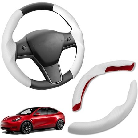 Kompatibel med 2017-2023 Tesla Model 3 Rattkåpa och 2020-2023 Model Y Rattkåpa med Kolfiber-mönster, Model 3/Y