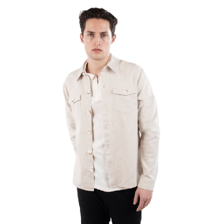 Ciszere Dani Linen Overshirt Skjortor Herr Beige S