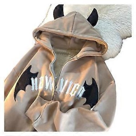 Retro sweatshirt dame cardigan lynlås jakke top bogstavsyning hætte dobbelte hjørner(L )