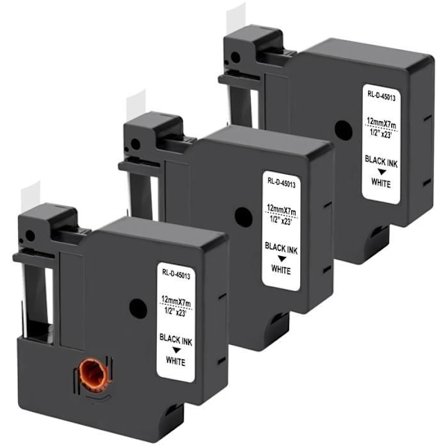 Sæt med 3 Hvide Etiketter - Phonillico - Kompatibel med Dymo LabelManager - 12mm - 7m - Bånd 45013