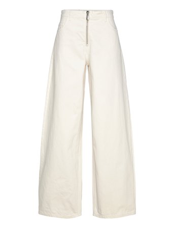 Wide Leg Jeans With Zip Beige Mango