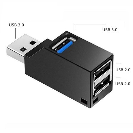 3-porters høyhastighets USB 3.0 Hub Forlenger Splitter Adapter for Bærbar PC Stasjonær PC Dataoverføring Svart