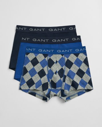 GANT Herren 3er-Pack Argyle Boxershorts mit Print (XXL) Blau