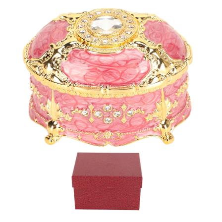 Rhinestone smykkeskrin arrangør sinklegering gravert vintage dekorativ pyntegjenstand boks for kvinner rosa