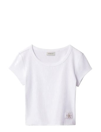 Calvin Klein Jeans | A- Woven Label 2X2 Rib Baby Tee | XS