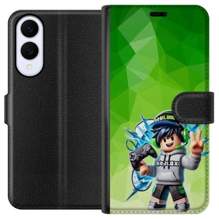 Kompatibelt Lommeboketui til Samsung Galaxy S25 Edge Roblox-inspirert gamerfigur med headset, håndkontroll og energiske effekter mot grønn bakgrunn