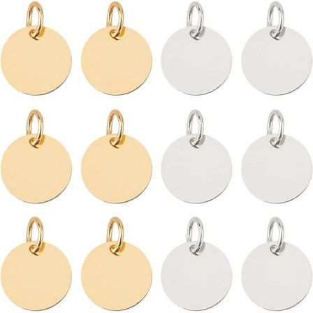 100 stk. 2 Farver Messing Blank Vedhæng Flade Runde Stemplingsmærker Charms med 4 mm Hul til Smykkefremstilling