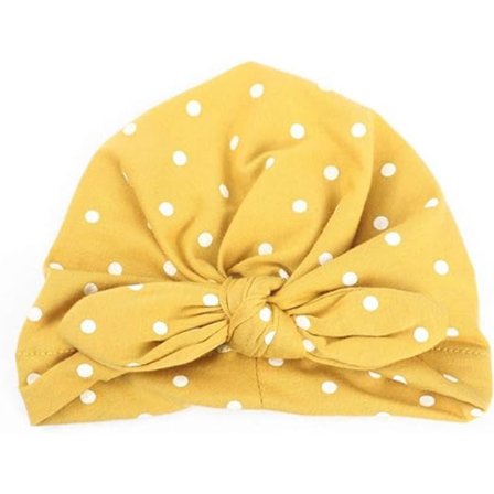 Nyfödda Babyflickor Turban Hattar Barn Polka Dots Bomulls Beanies