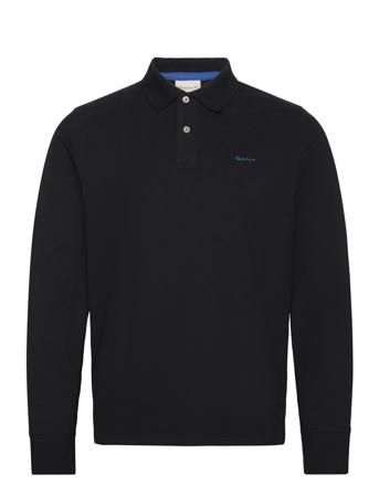 Reg Contrast Pique Ls Polo Tops Polos Long-sleeved Black GANT