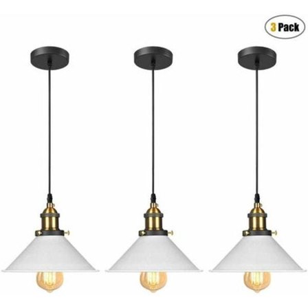 3x retro taklampa industriell design Edison taklampa E27 krona metall taklampa, Ø 22cm, vit
