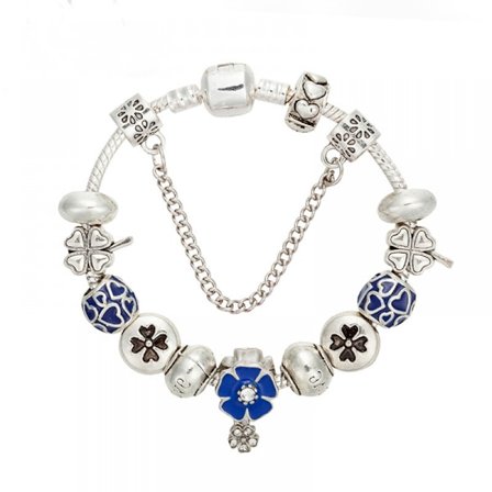 Dam Charm Armband, Pärlblommig Hänge Armband