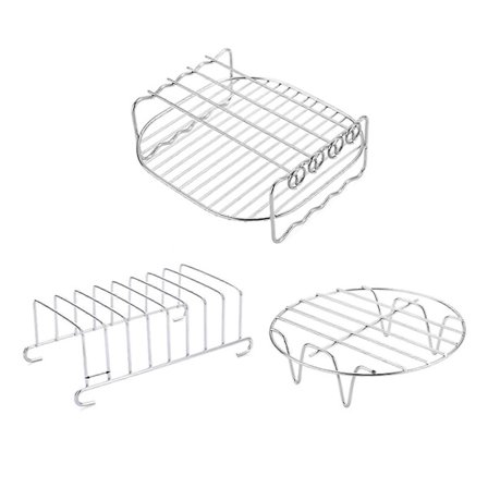 Air Fryer -lisätarvikkeet Air Fryer -ritiläsetti, 3 kpl, monitoiminen 7 tuuman kaksikerroksinen ritilä metallia