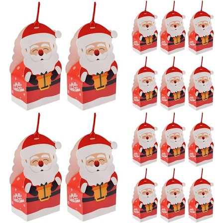 20 stk. Julekonfektæsker til gaver 3D Sød Julemand Bærbare Julekage Gaveæsker til Ping An Frugt Håndtag Pap (Rød)